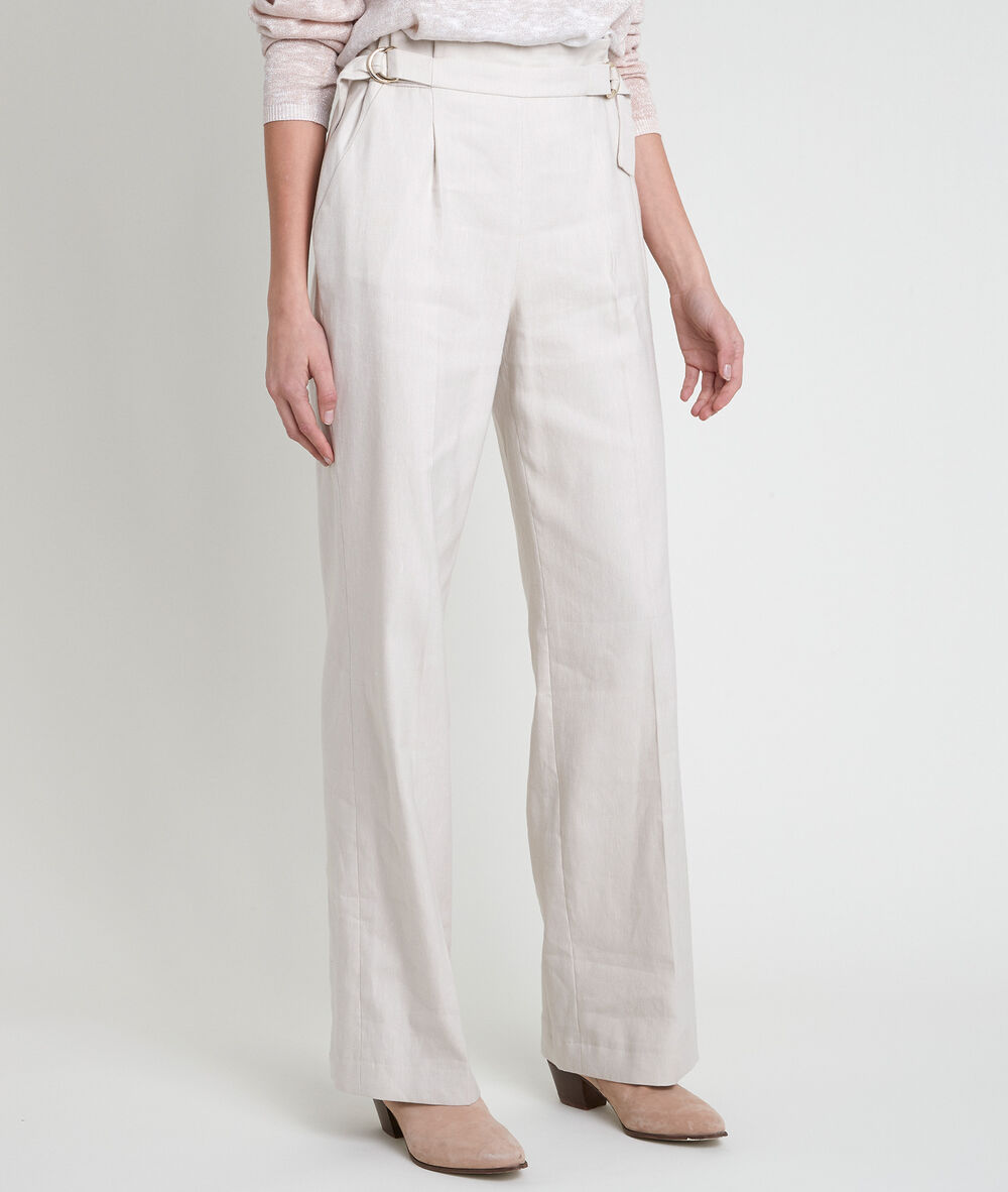 Filipo ecru linen blend wide-legged trousers ecru.