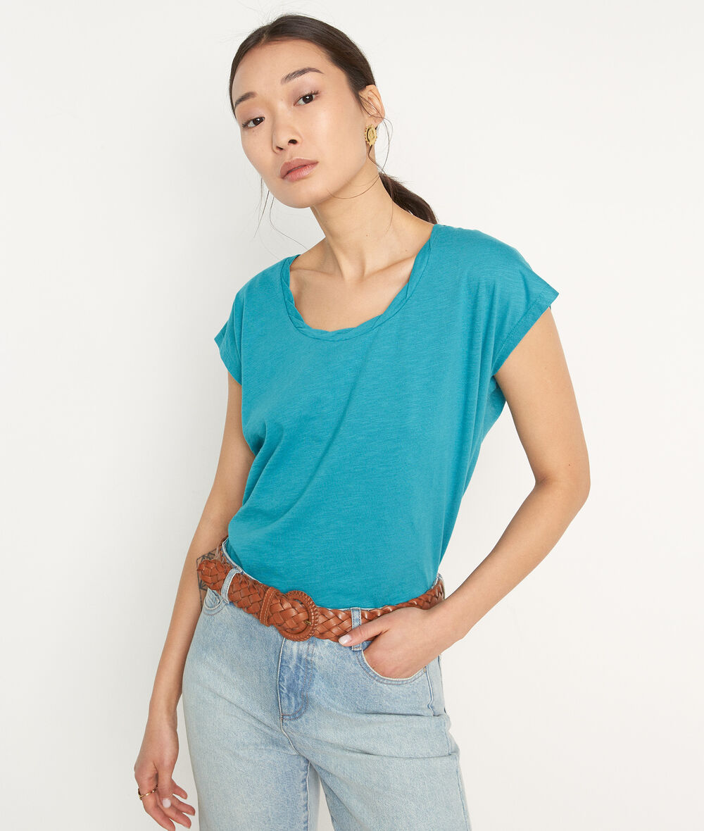Fashion turquoise cotton T-shirt PhotoZ | 1-2-3