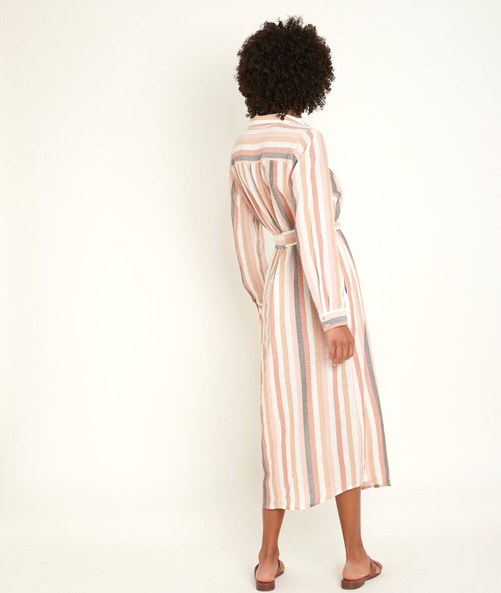 Nalia striped long dress poudre.
