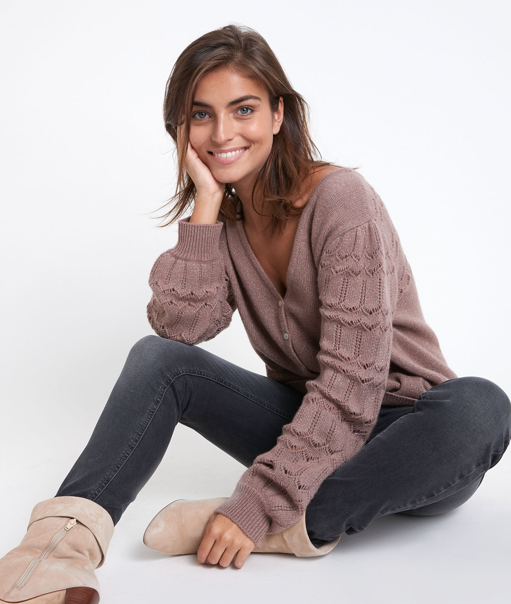 blush cashmere cardigan