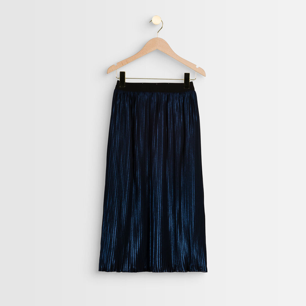 Gabrielle shiny pleated skirt marine.