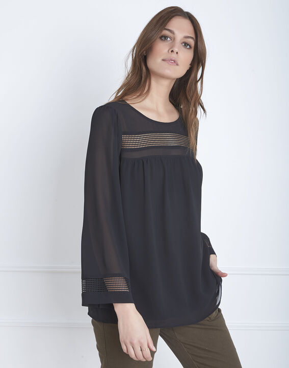 Verena black openwork braid blouse | 1-2-3 Verena black openwork braid blouse PhotoZ | 1-2-3
