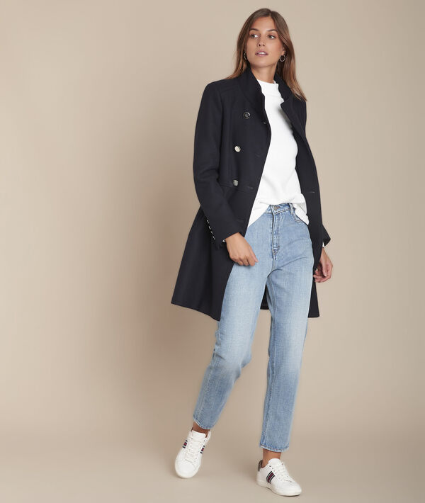 Jasmin navy double-breasted woollen coat | 1-2-3 Jasmin navy double-breasted woollen coat PhotoZ | 1-2-3