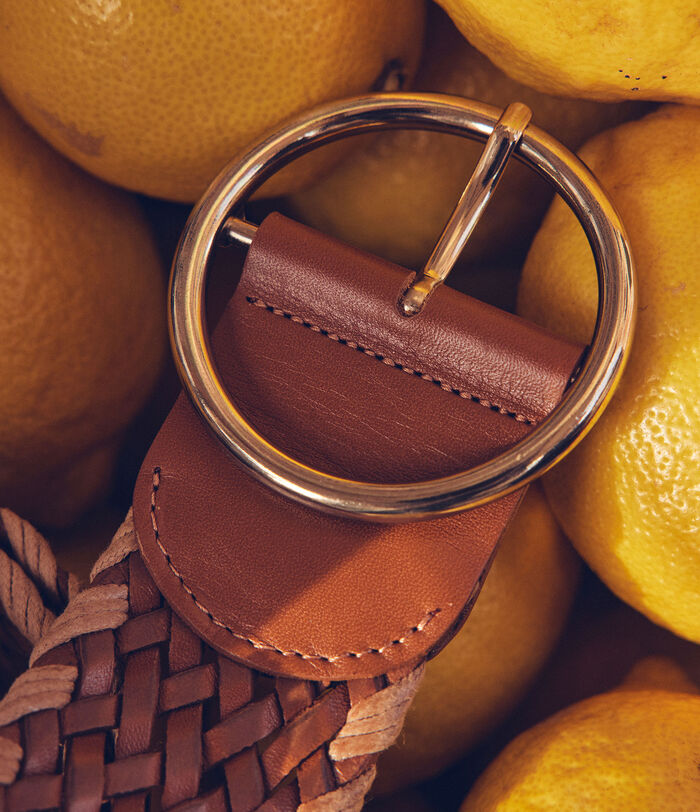 Bill wide brown braided leather belt PhotoZ | 1-2-3