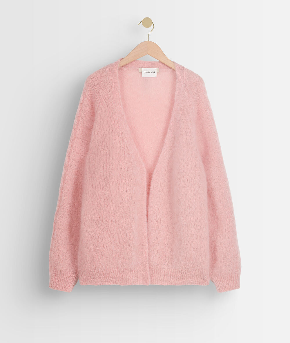 Rozelle powder mohair blend cardigan poudre.