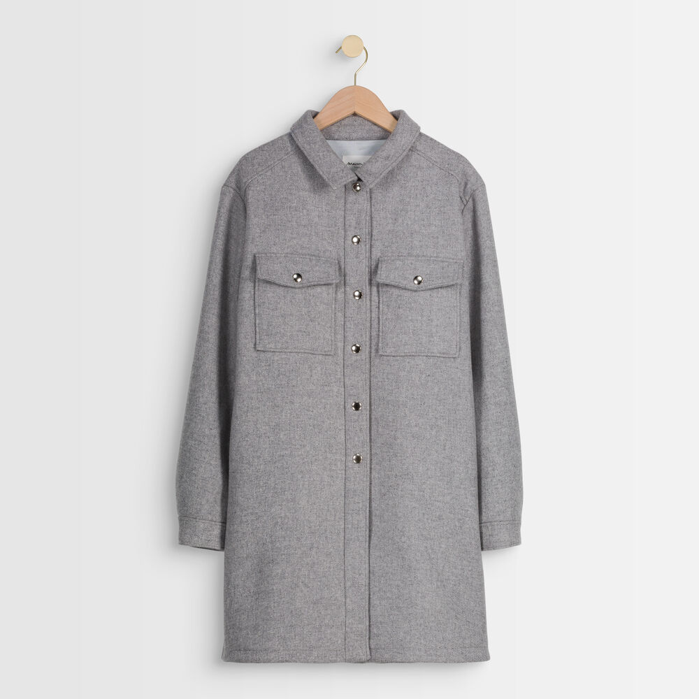 Jennifer patterned wool coat gris chine.