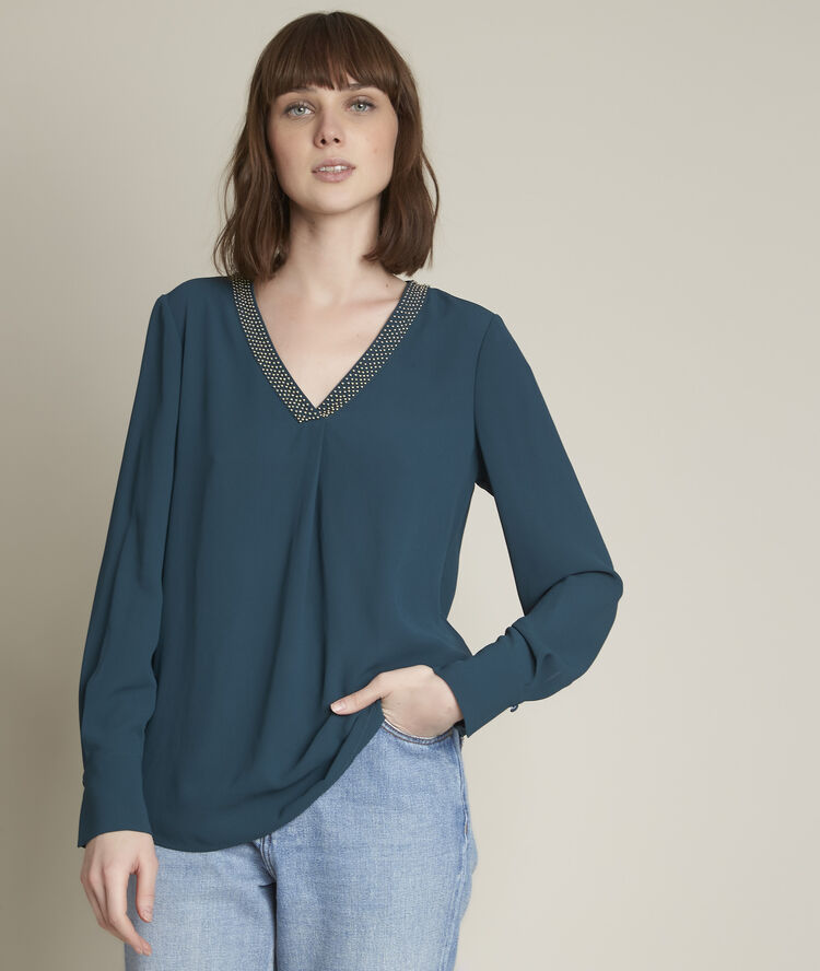 Edana cypress recycled polyester blouse cypress.