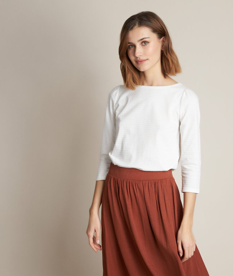 Tee-shirt en coton biologique reglisse bis ecru.