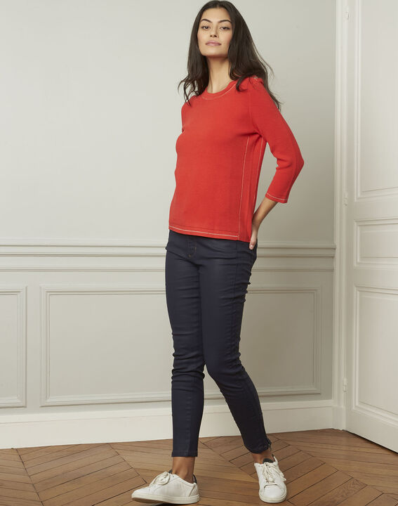 Avocado red pullover with buttons and lurex details | 1-2-3 Avocado red pullover with buttons and lurex details PhotoZ | 1-2-3