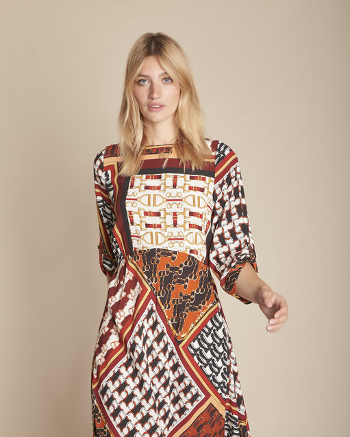 Isadora mahogany scarf print dress (1) - Maison 123