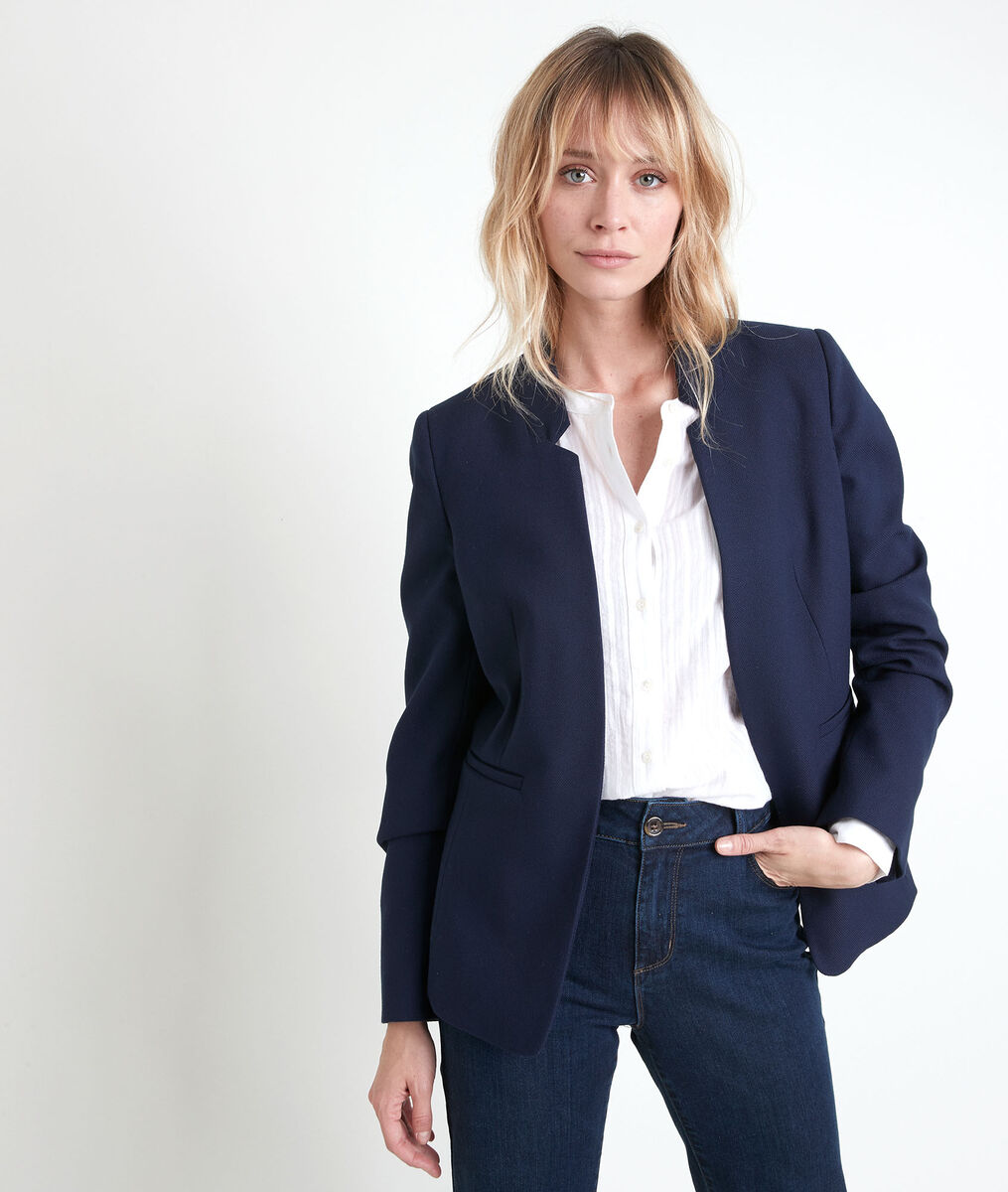 Precious navy piqué jacket | 1-2-3 Precious navy piqué jacket PhotoZ | 1-2-3
