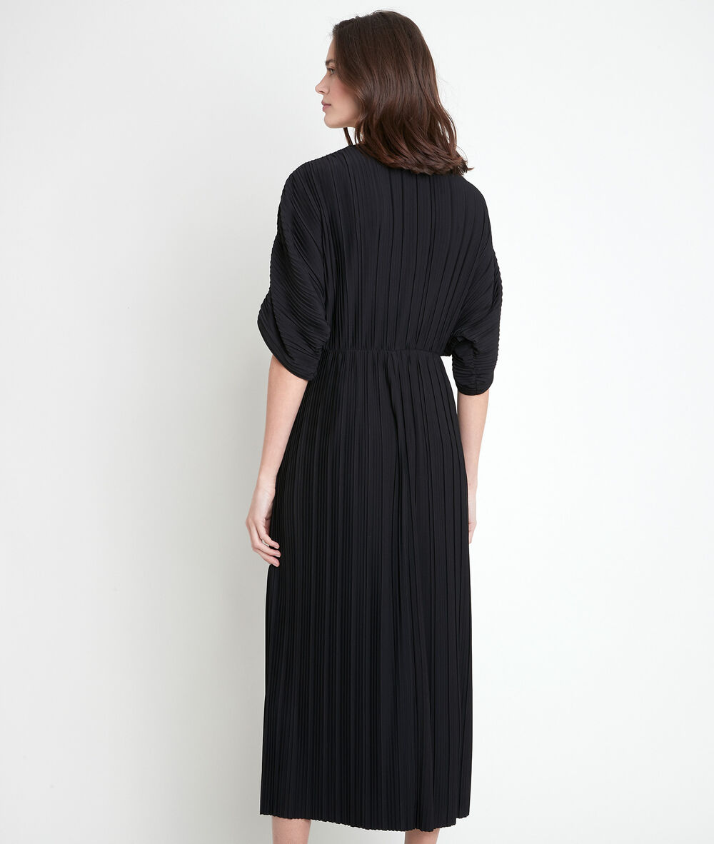 Melissa black long pleated dress noir.