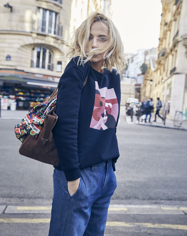 Women's day women's ecru sailor sweatshirt navy.