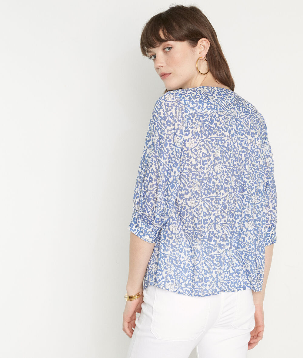 Loana sky-blue printed blouse  PhotoZ | 1-2-3