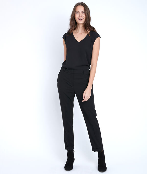 Neptune black bi-material blouse | 1-2-3 Neptune black bi-material blouse PhotoZ | 1-2-3