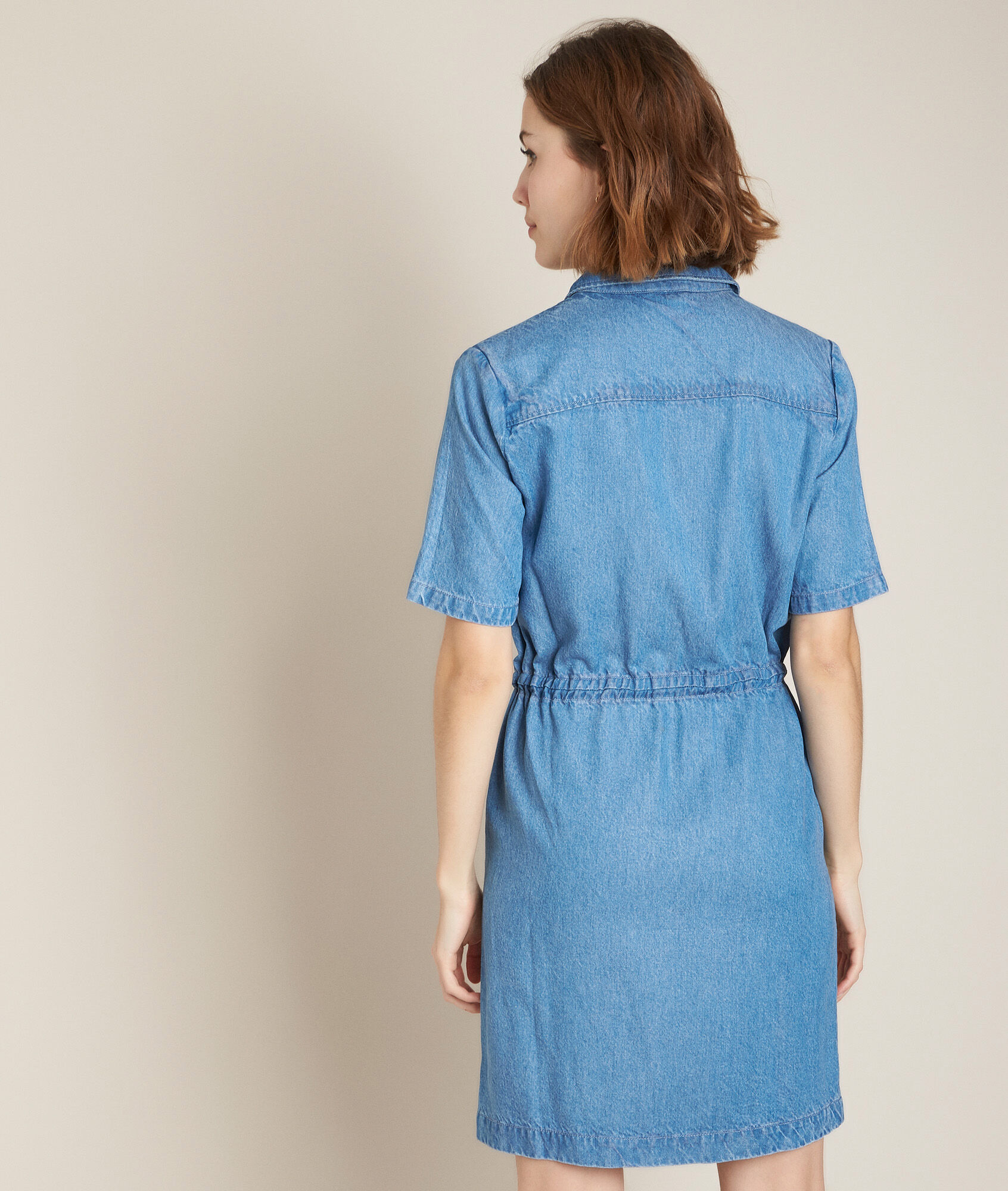 denim shift dress