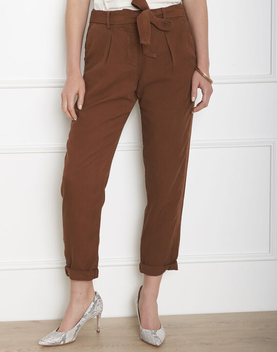 Geode fluid brown belted trousers | 1-2-3 Geode fluid brown belted trousers PhotoZ | 1-2-3
