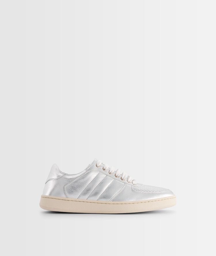 Victoria silver-coloured leather trainers lurex argent.