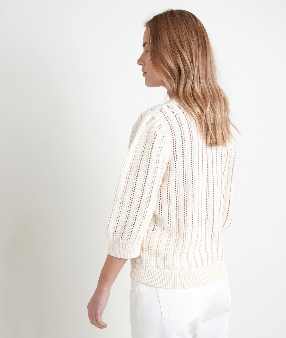 Alto beige organic cotton openwork jumper naturel.