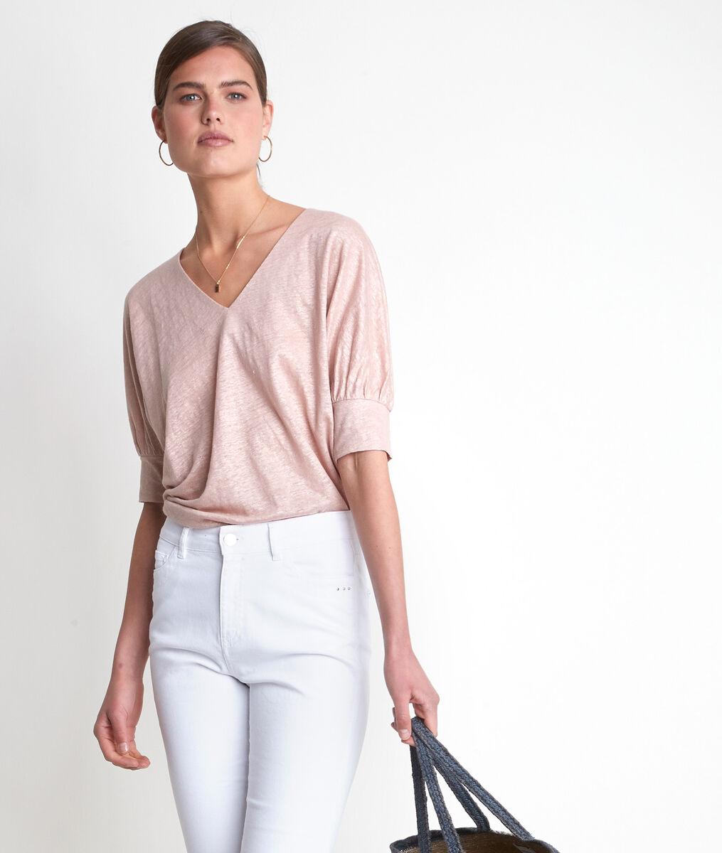 Illusion peach linen T-shirt | 1-2-3 Illusion peach linen T-shirt PhotoZ | 1-2-3