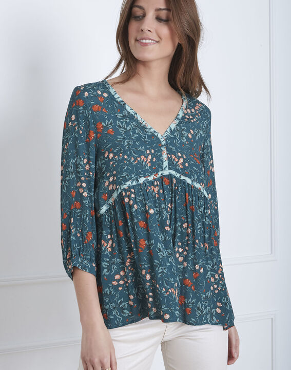 Vinter green floral print blouse | 1-2-3 Vinter green floral print blouse PhotoZ | 1-2-3