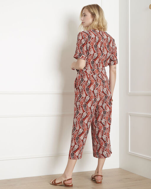 Lucy mahogany printed cropped jumpsuit terracotta.
