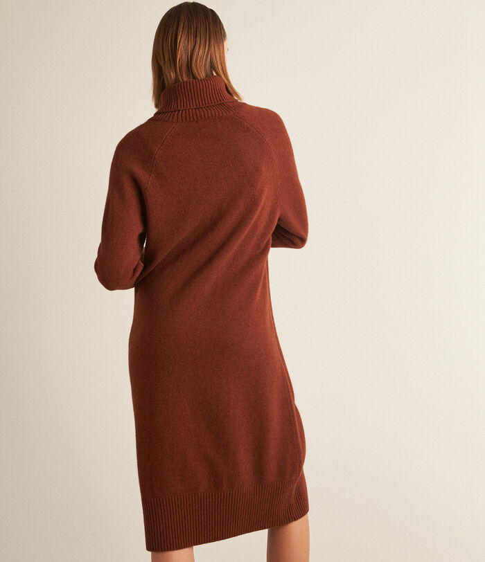 Holly chocolate polo-neck responsible wool jumper dress PhotoZ | 1-2-3