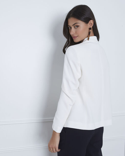 Sabrina white shawl-neck jacket off white.