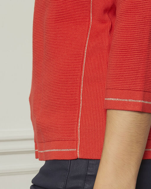 Avocado red pullover with buttons and lurex details geranium.