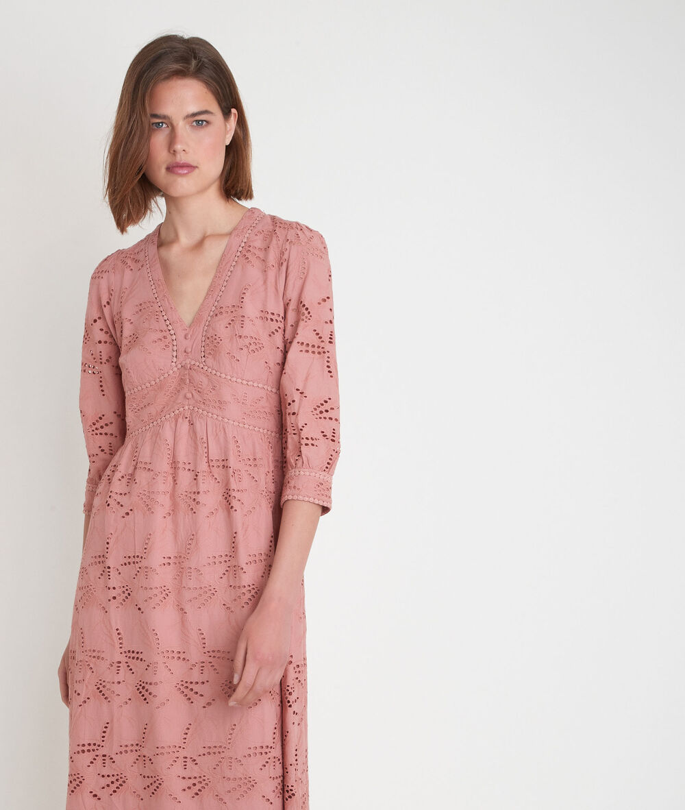 Catalia embroidered pink maxi dress bois de rose.