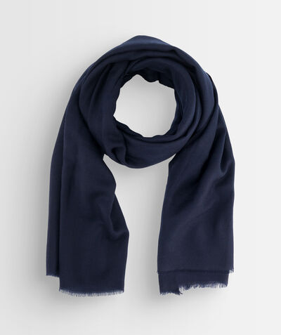 Tamish large plain navy wool blend scarf PhotoZ | 1-2-3