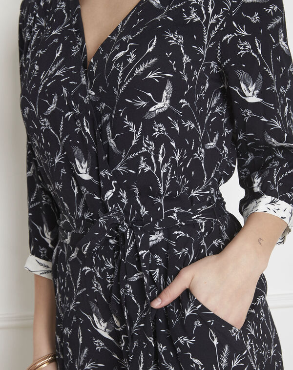 Logane black floral print jumpsuit black.