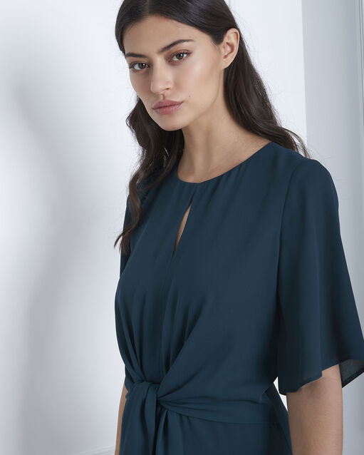 Hermine dark green draped dress dark teal.