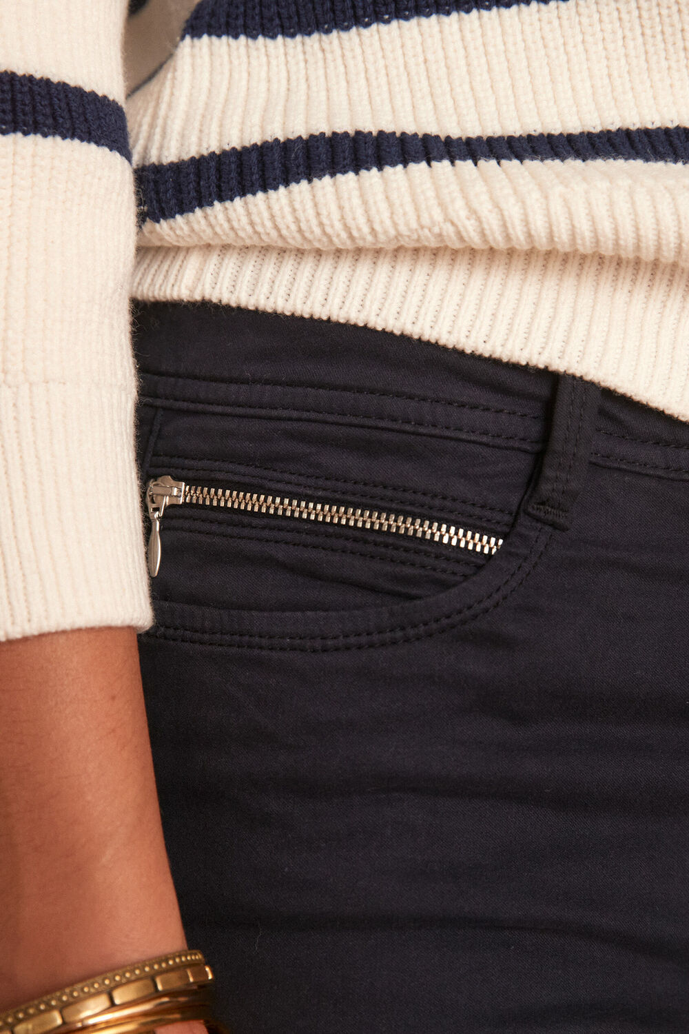 The iconic sultan navy slim-fit cotton satin jeans navy blue.