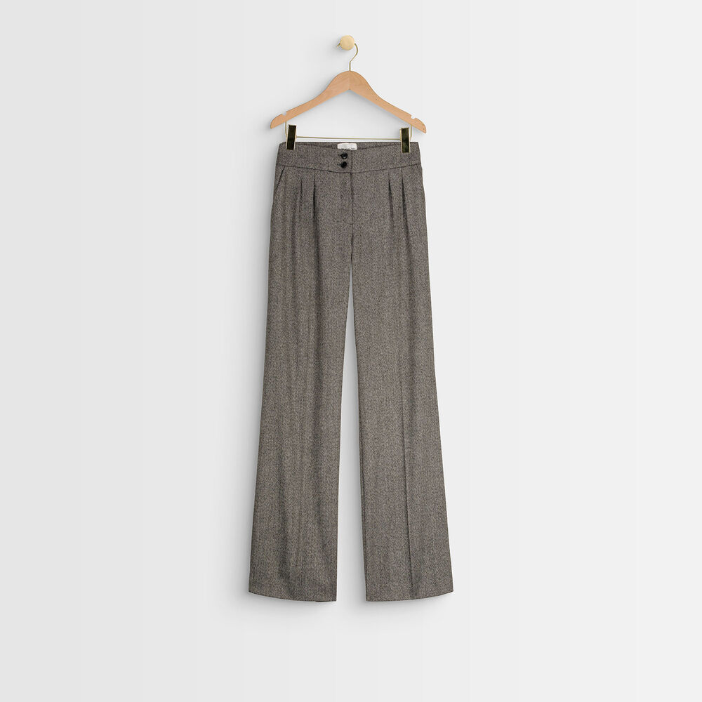 Malo wide-legged herringbone trousers gris perle.
