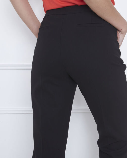 Hugo black straight-cut microfibre trousers with buttoned waistband black.