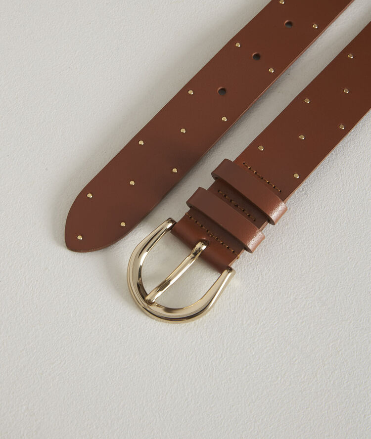 New arock studded leather belt mahogany.