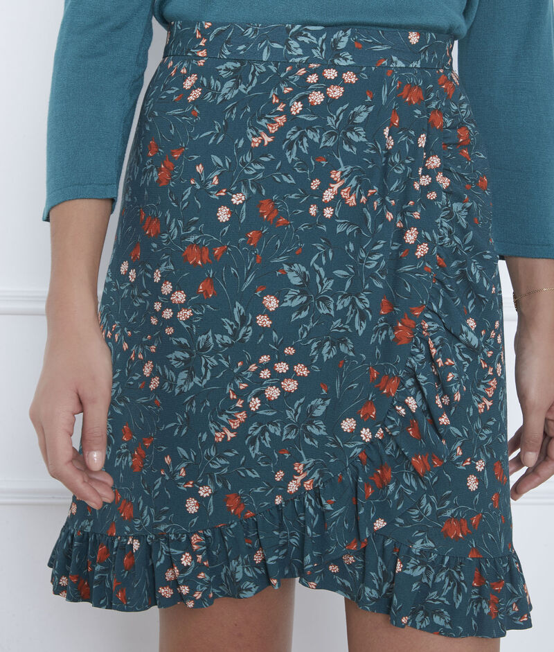 Scarlatt blue floral print skirt teal.