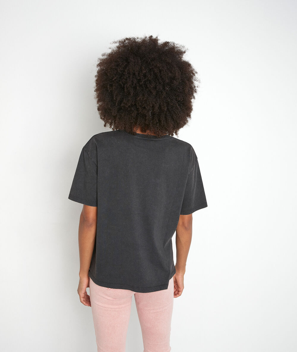 Anthracite t-shirt with stainless steel rhinestone anthracite.