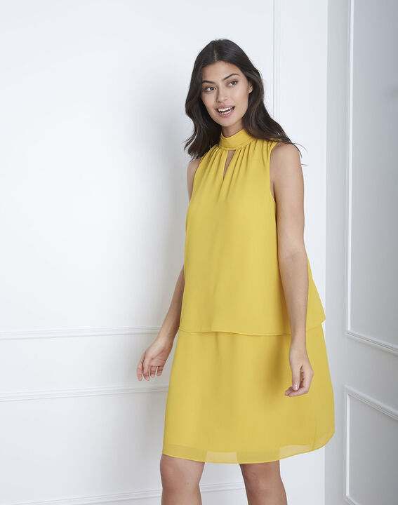 Heloise yellow high-neck dress | 1-2-3 Heloise yellow high-neck dress PhotoZ | 1-2-3
