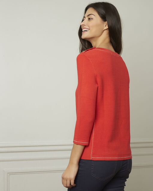 Avocado red pullover with buttons and lurex details geranium.