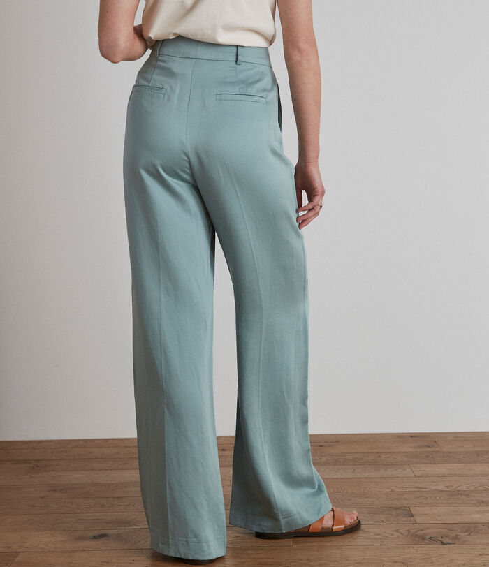 Layla wide celadon Lyocell and linen trousers PhotoZ | 1-2-3