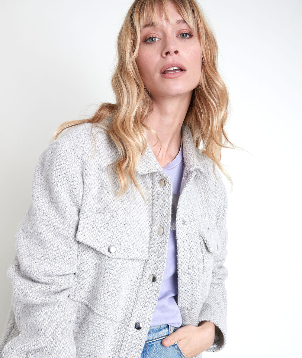 Jennifer patterned wool coat gris souris.