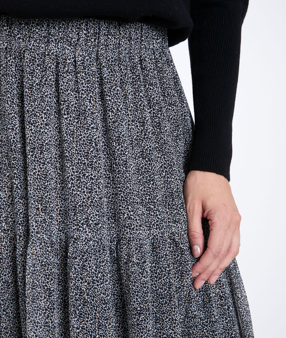 Ginko speckled print maxi skirt noir/blanc.