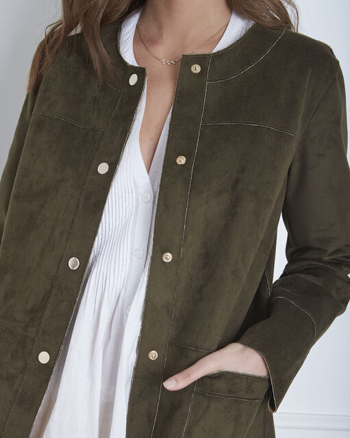 Fabiana khaki leather effect coat olive.