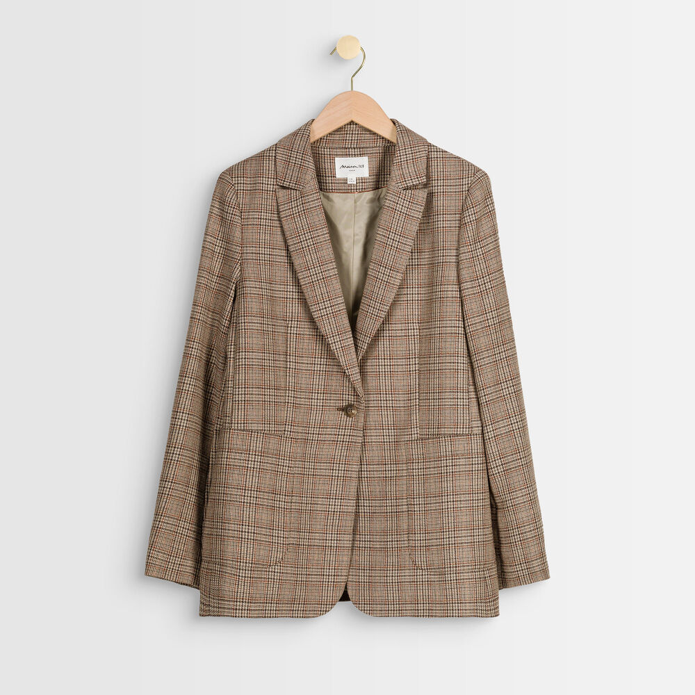 Thelma lurex checked jacket camel clair.