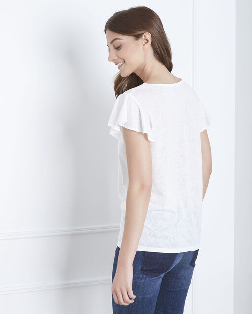 Palma ecru ruffled t-shirt ecru.