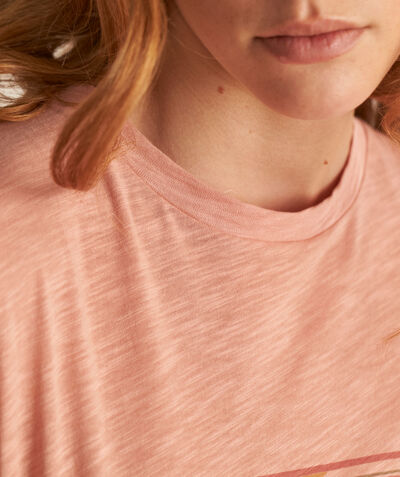 Fannie pink organic cotton T-shirt with slogan PhotoZ | 1-2-3