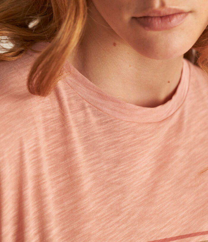 Fannie pink organic cotton T-shirt with slogan PhotoZ | 1-2-3