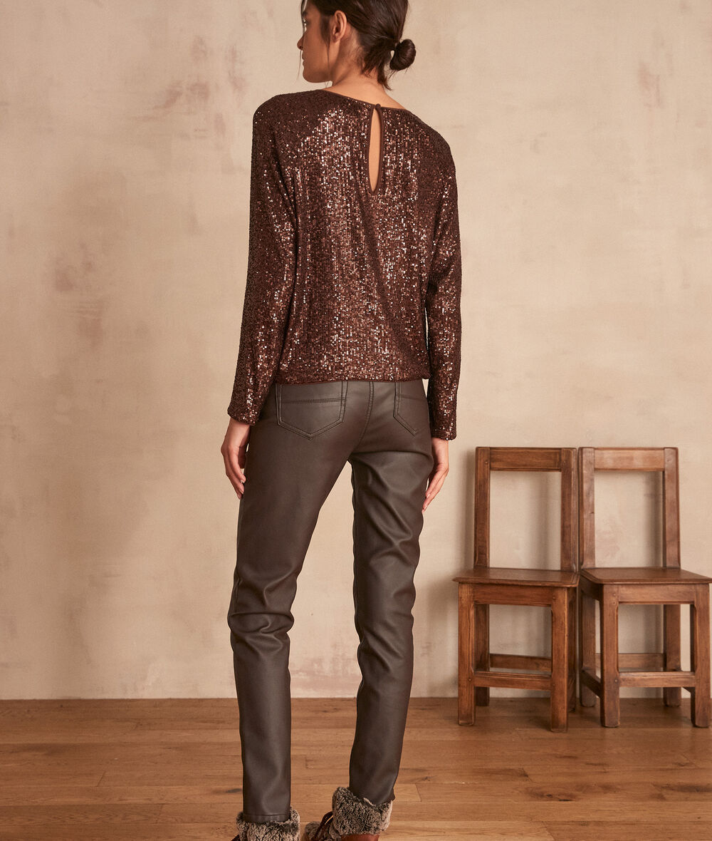 Sultan brown faux leather slim-fit jeans PhotoZ | 1-2-3
